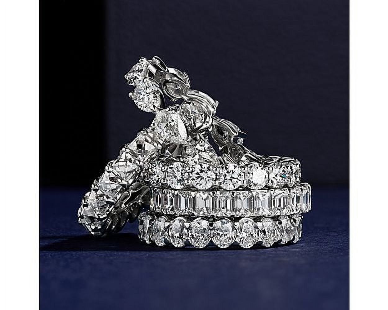 1.00 T.C.W Excellent Pear Cut Natural Diamond Radiating Eternity Band for Ladies Solid 14K White Gold Size 7